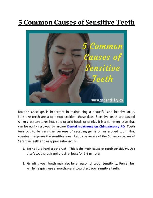 5 Common Causes Of Sensitive Teeth