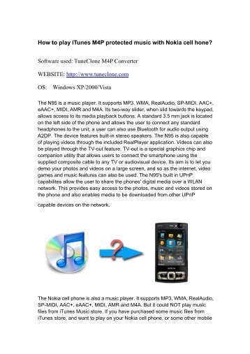 How to play iTunes M4P protected music with Nokia ... - TuneClone