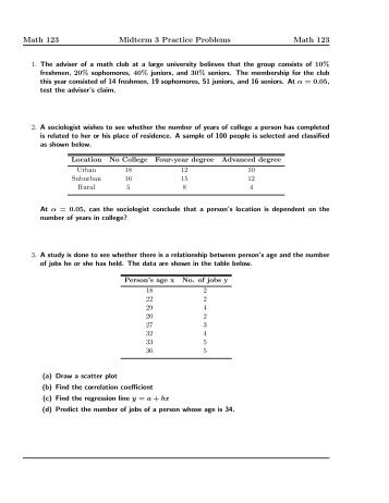 Math 123 Midterm 3 Practice Problems Math 123