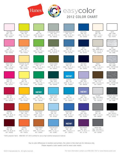 Hanes Color Chart