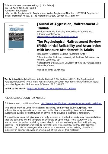 The Psychological Maltreatment Review (PMR ... - John Briere, Ph.D.