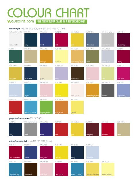 Colour Chart Colour Chart
