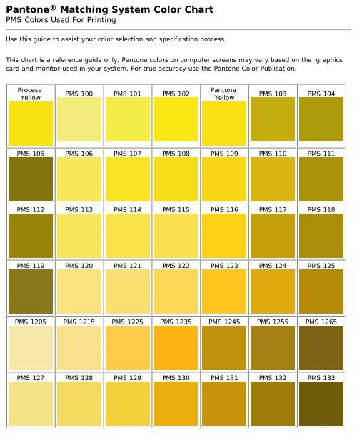 Pantone Matching System Color Chart - WCBS4Printing