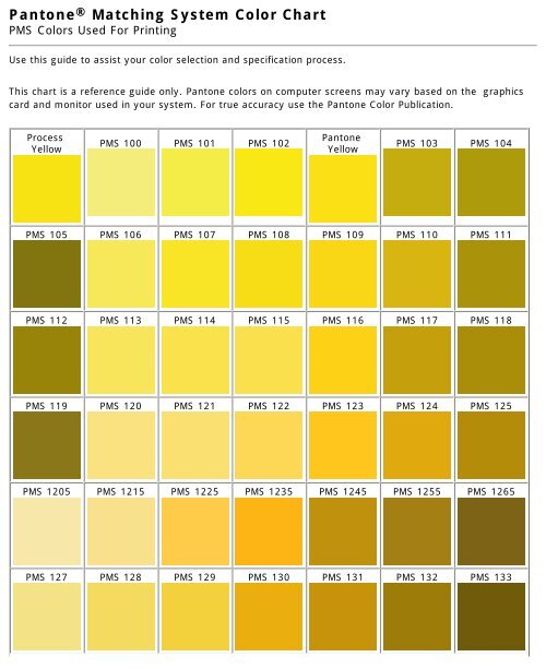 Pantone Matching System Color Chart - WCBS4Printing