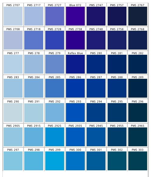 Reflex Blue Color Chart