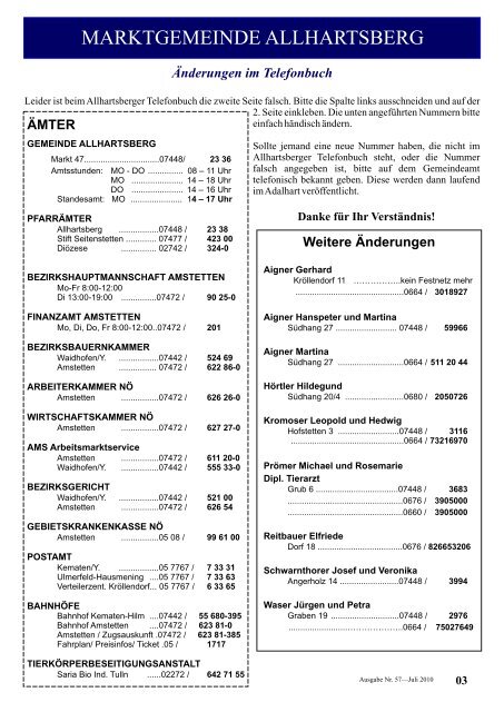 Ehrung der ausgeschiedenen Gemeinderäte - Marktgemeinde ...