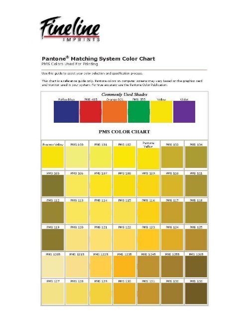 Pantone Pms Color Chart