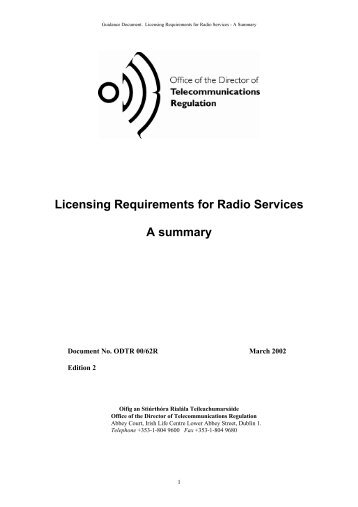 Licencing Requirements for Radio Services - ComReg