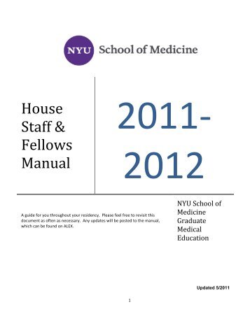 House Staff & Fellows Manual - NYU Langone Medical Center ...