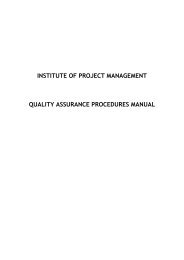 institute of project management quality assurance procedures manual