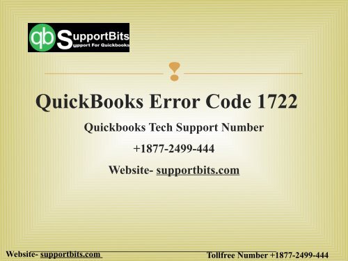 Quickbooks Install Error 1722 | Quickbooks Error Support Number +1877-2499-444