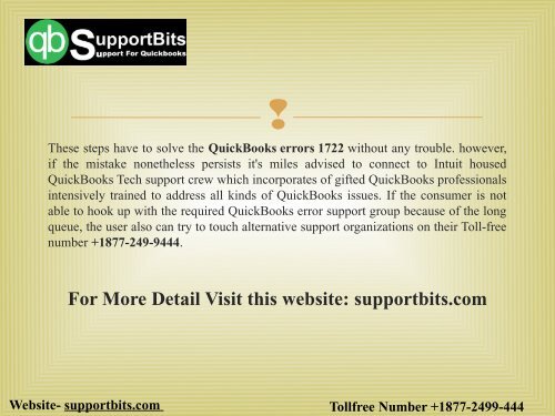 Quickbooks Install Error 1722 | Quickbooks Error Support Number +1877-2499-444