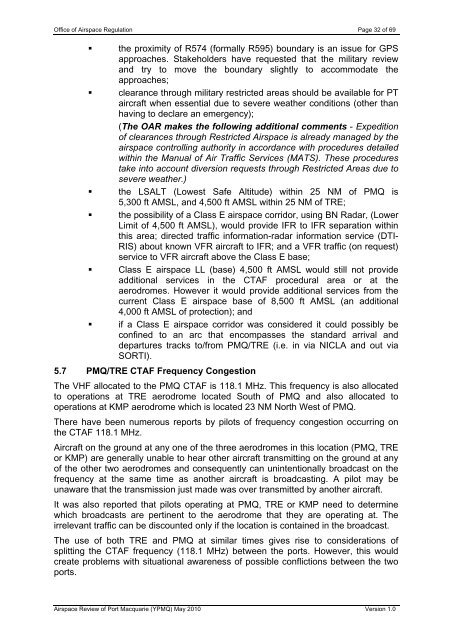 Aeronautical Study of Port Macquarie - Civil Aviation Safety Authority