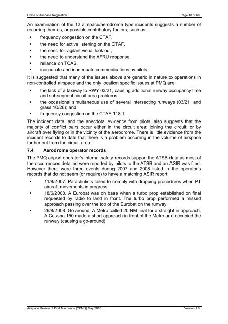 Aeronautical Study of Port Macquarie - Civil Aviation Safety Authority