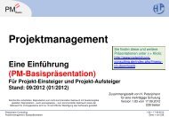 Projektmanagement – Eine Einführung (PM-Basispräsentation)