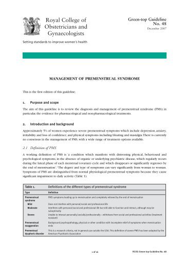 Management of premenstrual syndrome - Dr Nick Panay Consultant ...