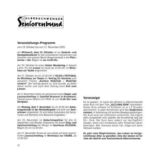 Informationen aus Alberschwende Nr. 8 – Oktober 2005 www ...
