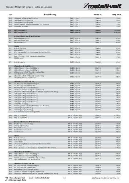 Metallbearbeitungsmaschinen - Metallkraft