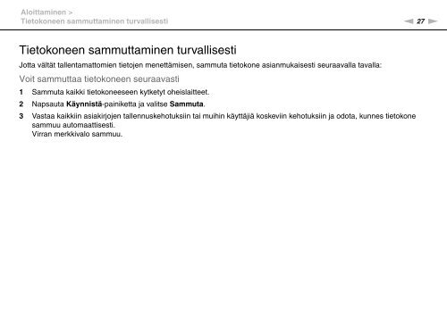 Sony VPCY11M1E - VPCY11M1E Mode d'emploi Finlandais