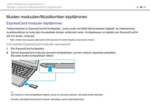 Sony VPCY11M1E - VPCY11M1E Mode d'emploi Finlandais