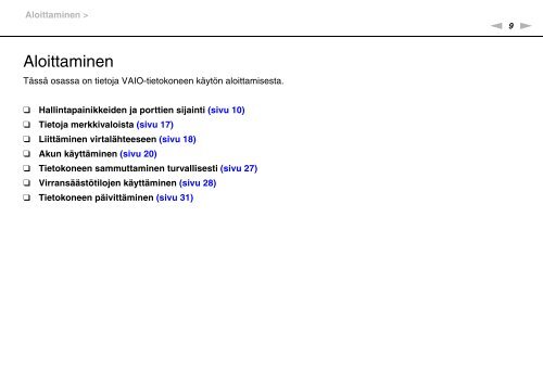 Sony VPCY11M1E - VPCY11M1E Mode d'emploi Finlandais