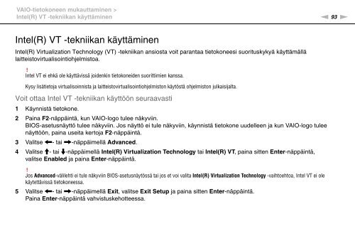 Sony VPCY11M1E - VPCY11M1E Mode d'emploi Finlandais