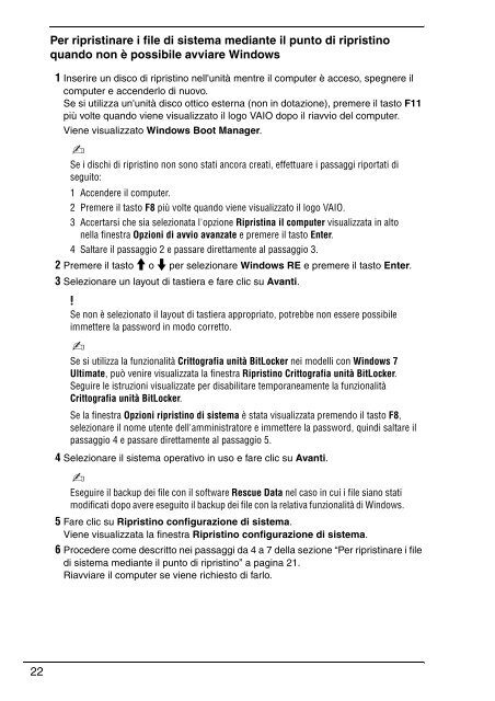 Sony VPCY11M1E - VPCY11M1E Guide de d&eacute;pannage Italien