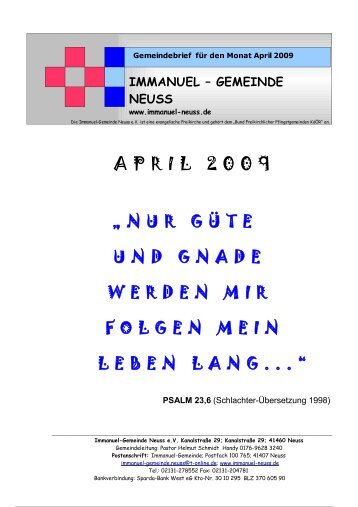 APRIL 2009 - Immanuel Neuss