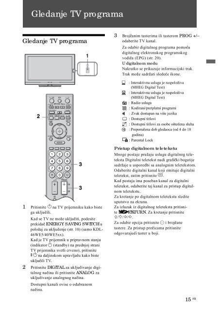 Sony KDL-32W5710 - KDL-32W5710 Mode d'emploi Serbe