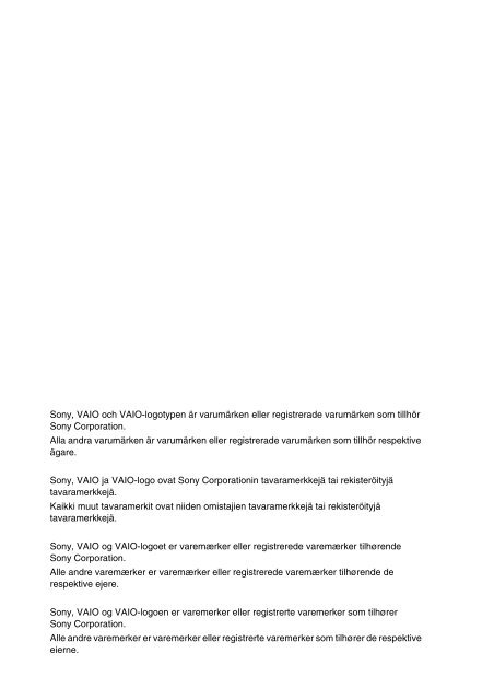 Sony SVS1511R9E - SVS1511R9E Documents de garantie Finlandais