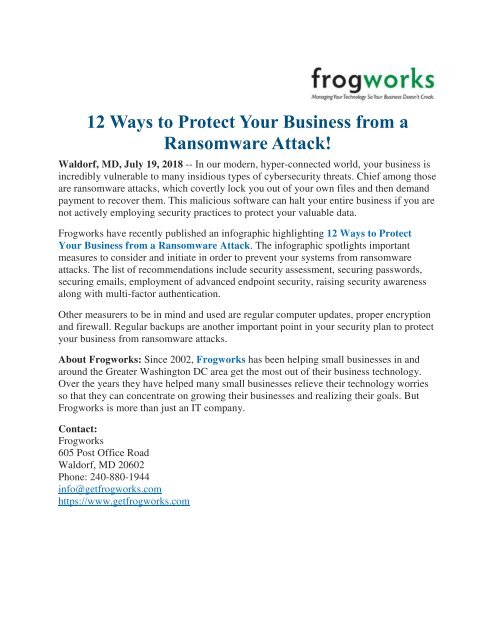 12 Ways to Protect Your Business from a Ransomware Attack