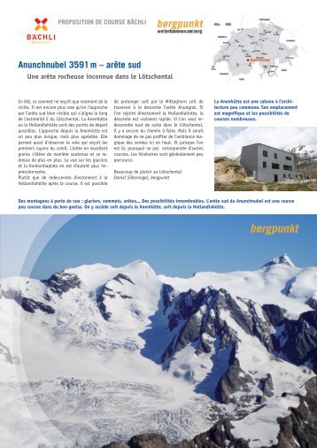 Proposition de la sortie 07.2018 - Anunchnubel 3591 m – arête sud