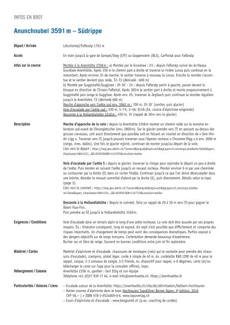 Proposition de la sortie 07.2018 - Anunchnubel 3591 m – arête sud