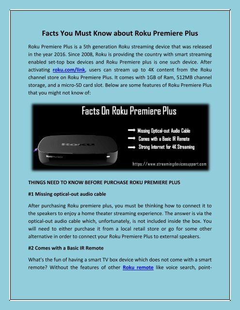 Facts You Must Know about Roku Premiere Plus