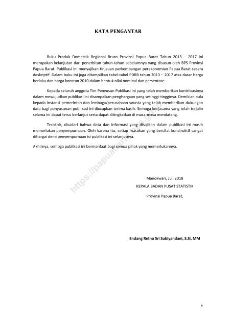 Produk Domestik Regional Bruto Provinsi Papua Barat Menurut Lapangan Usaha 2013-2017