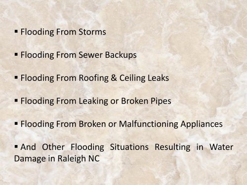 Flood Damage Restoration & Cleanup Services at Raleigh NC
