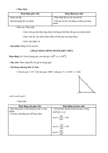 GIÁO ÁN PP MỚI THEO CHỦ ĐỀ MÔN TOÁN LỚP 10 TRƯỜNG THPT NHO QUAN B