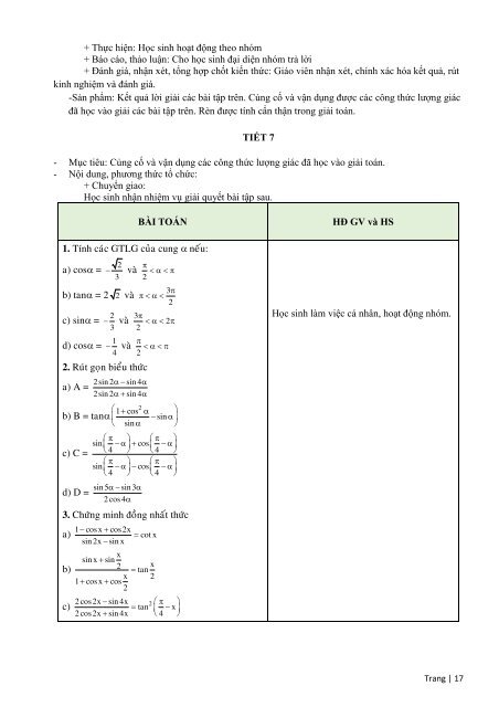 GIÁO ÁN PP MỚI THEO CHỦ ĐỀ MÔN TOÁN LỚP 10 TRƯỜNG THPT NHO QUAN B