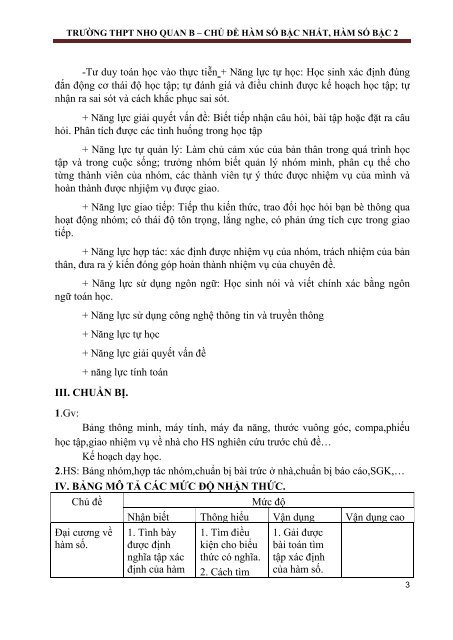 GIÁO ÁN PP MỚI THEO CHỦ ĐỀ MÔN TOÁN LỚP 10 TRƯỜNG THPT NHO QUAN B