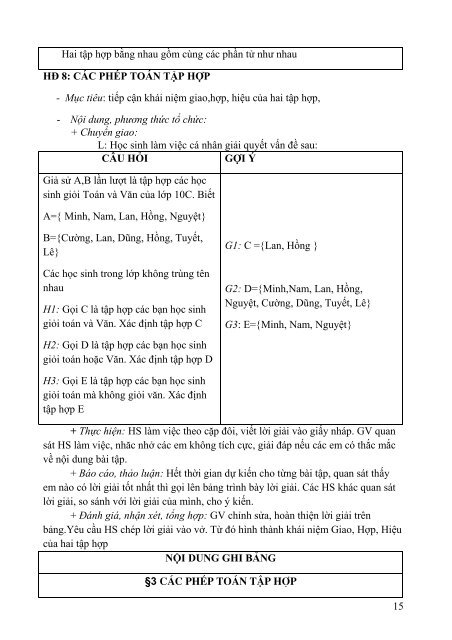 GIÁO ÁN PP MỚI THEO CHỦ ĐỀ MÔN TOÁN LỚP 10 TRƯỜNG THPT NHO QUAN B