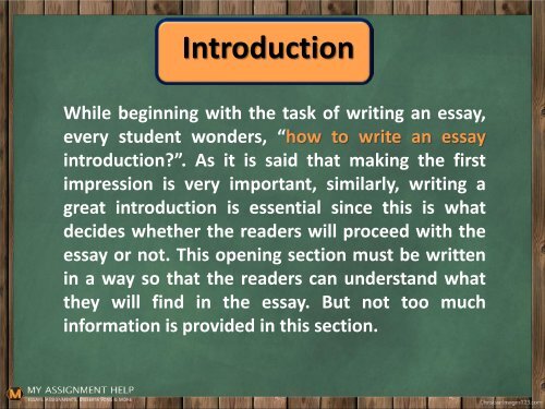 what do you write in an introduction of an essay
