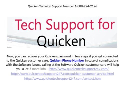 Quicken Technical Support Phone Number   1-888-224-2126