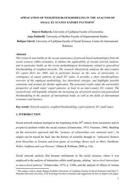 1 APPLICATION OF WEIGHTED BLOCKMODELING ... - EFnet Portal