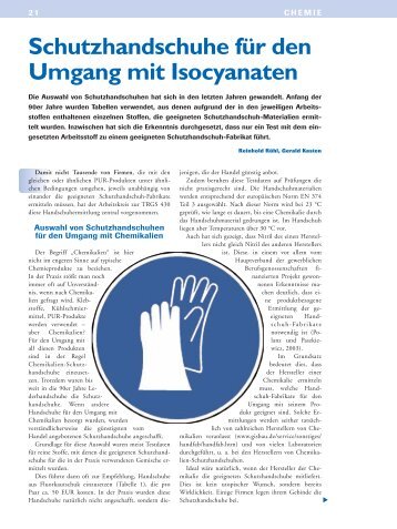 Schutzhandschuhe Für Den Umgang Mit Isocyanaten - WINGIS online