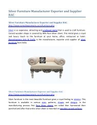Silver Furniture Manufacturer Exporter and Supplier RAC