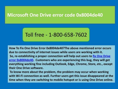 How to Fix One Drive Connectivity Error Code 0x8004de40