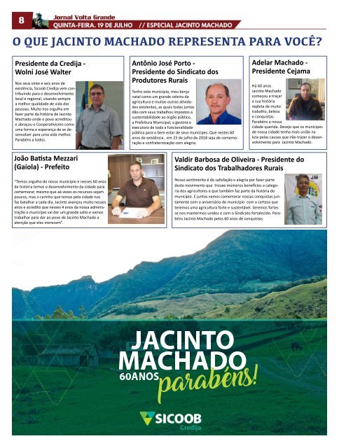 Especial de Jacinto Machado 2018 - JORNAL VOLTA GRANDE