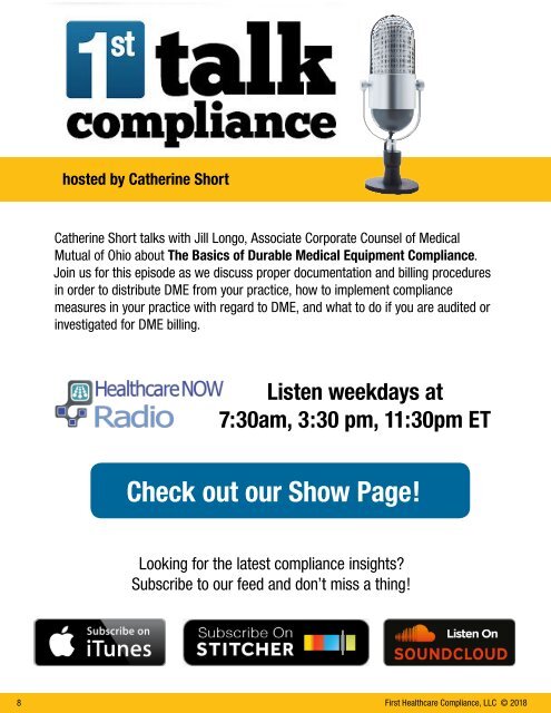 First Healthcare Compliance CONNECT July 2018