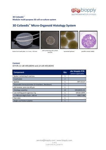 Protocol_3DCoSeedis Micro Organoid Histology System