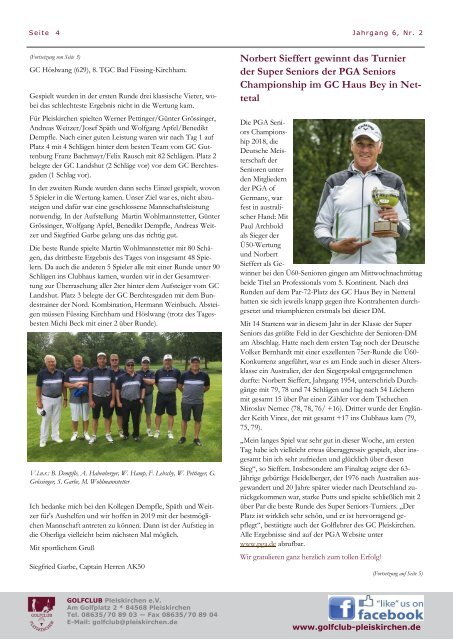 aufgeteet! online Clubmagazin Golfclub Pleiskirchen e.V.